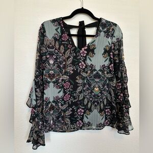 AMBIANCE San Francisco Boutique | long sleeve floral blouse | Small